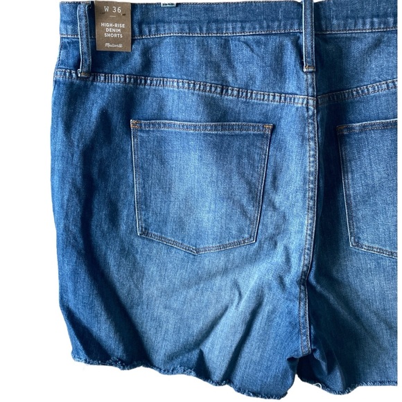 MADEWELL Blue Denim Jean Shorts High-Waisted Raw Hem Women’s Size 36 (Waist 44”) - Picture 6 of 11